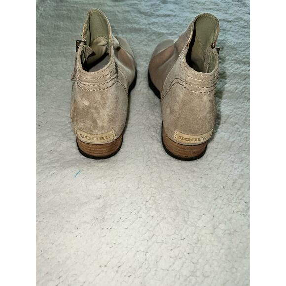 Sorel Major Low Cut Ankle Boots Almond Toe Side Zip Logo Canvas Cream -sz 7.5 - Picture 4 of 8